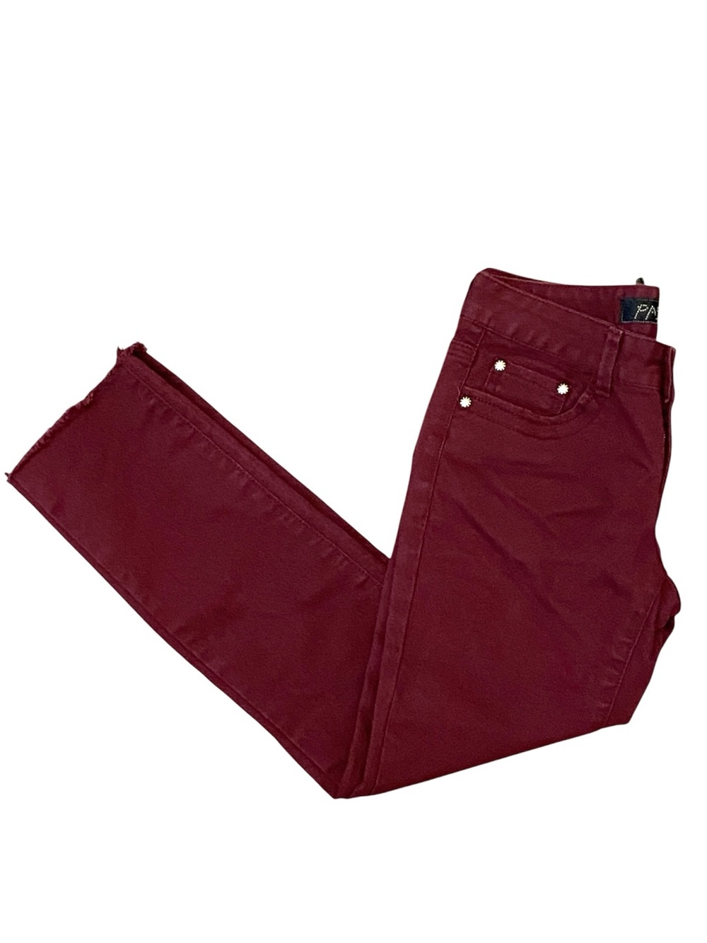 Paskal Burgundy Skinny Jeans with Raw Hem 26